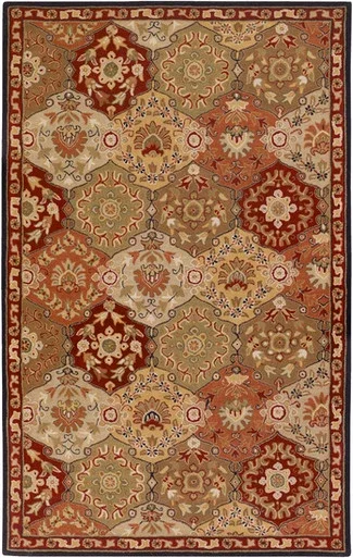 12′ x 15′ Clover Brown and Olive Green Rectangular Wool Area Throw Rug