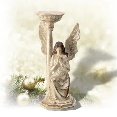 12″ Champagne Gold Kneeling Angel Christmas Candle Holder