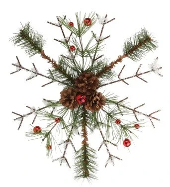 12″ Frosted Pine, Berries and Pine Cone Snowflake Christmas Tree Ornament