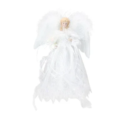 12″ LED Fiber Optic White and Silver Angel Christmas Tree Topper