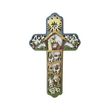 12″ Nativity with Bethlehem Star Christmas Wall Cross