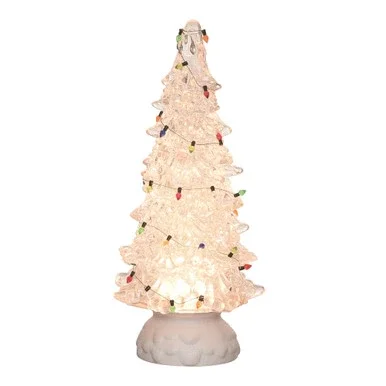 12″ Pre-Lit White Glitzy Christmas Tree with Multicolor Lights
