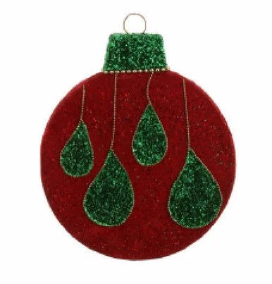 12″ Shimmering Drops Red Flat Christmas Ornament Decoration