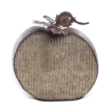 12″ Silver Harvest Galvanized Textured Pumpkin Decor