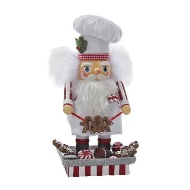 12″ White and Red Santa Gingerbread Chef Christmas Decorative Nutcracker