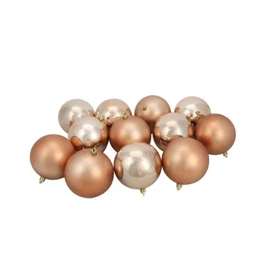 12ct Almond Brown Shatterproof 2-Finish Christmas Ball Ornaments 4″ (100mm)