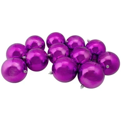 12ct Purple Shatterproof Shiny Christmas Ball Ornaments 4″ (100mm)