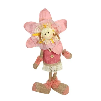 13.5″ Pink, Cream and Tan Spring Floral Standing Sunflower Girl Decorative Figure