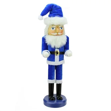 14″ Blue and White Santa Wooden Holiday Nutcracker
