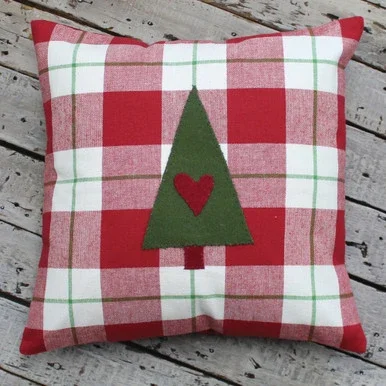 14″ Christmas Plaid Tree Throw Pillow Cover