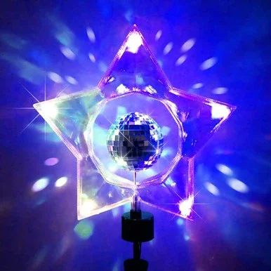 14″ Retro Rotating Mirror Disco Ball Clear Star Christmas Tree Topper – Unlit