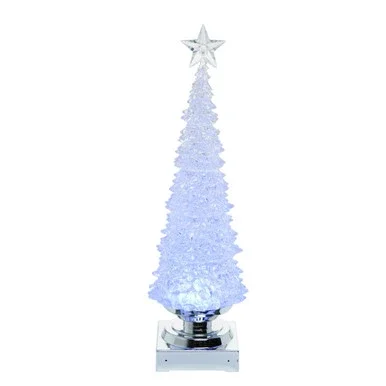 14″ Silver and Clear Pre-Lit Classic Shimmer Tree Christmas Decor