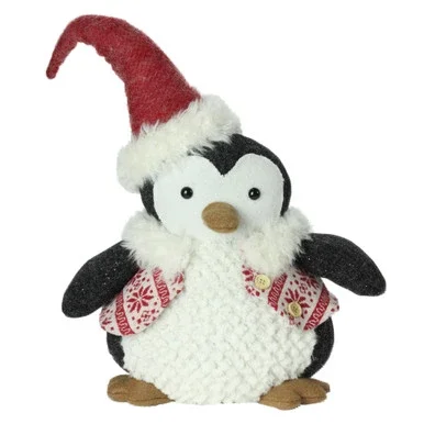 14″ White and Black Penguin with Snowflake Vest Christmas Figurine