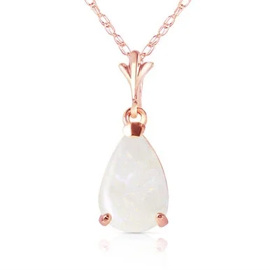 14k 24″ Rose Gold Natural Pear-shaped Opal Drop Pendant Necklace