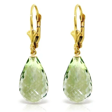 14k CTW 14k Solid Gold Loveliness Green Amethyst Earrings