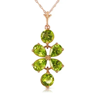14k Rose Gold 18″ Round and Pear-shaped Peridot Drop Pendant Necklace