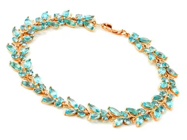 14k Solid Rose Gold Butterfly Bracelet with Blue Topaz