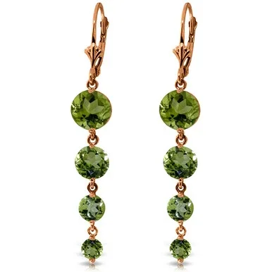 14k Solid Rose Gold Chandelier Earrings with Natural Peridots – 1903-R
