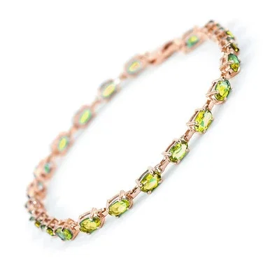 14k Solid Rose Gold Tennis Bracelet with Peridots