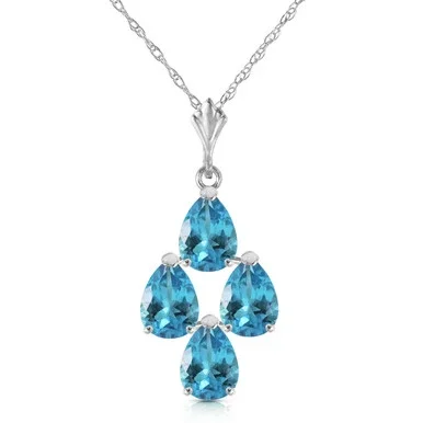 14k White Gold 18″ Necklace with Pear-shaped Blue Topaz
