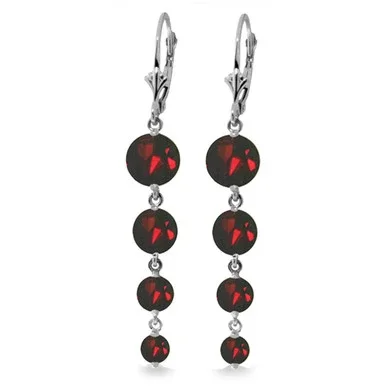14k White Gold Chandelier Earrings with Natural Garnets – 1893W