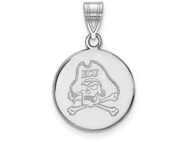 14k White Gold Logoart East Carolina University Medium Disc Pendant