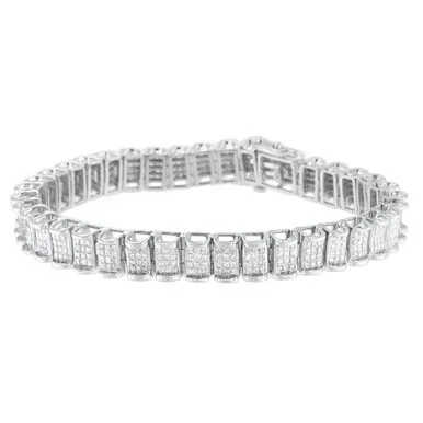 14K White Gold Princess Diamond Women’s Tennis Bracelet