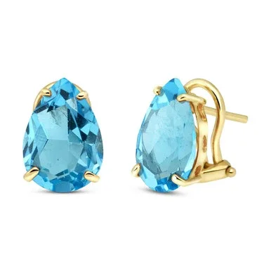 14K Yellow Gold 10ct Blue Topaz French Clip Earrings