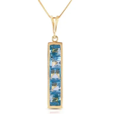 14k Yellow Gold 18″ Grecian-inspired Necklace with Natural Blue Topaz