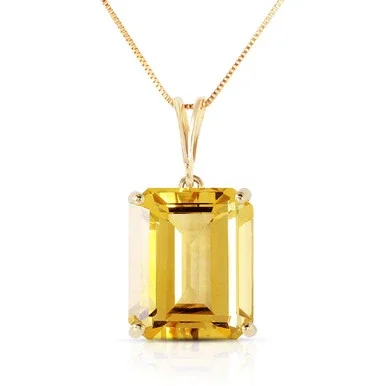 14k Yellow Gold 18″ Necklace with 6.5 Carats Natural Octagon-cut Citrine