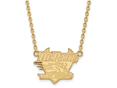 14k Yellow Gold Logoart Depaul University Large Pendant Necklace