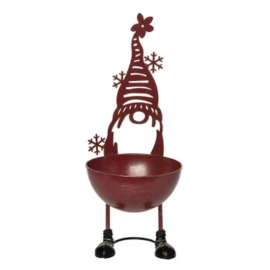 15.25″ Red and Black Gnome Bowl Christmas Tabletop Decor
