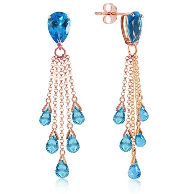 15.5 CTW 14k Solid Rose Gold Blue Topaz Earrings