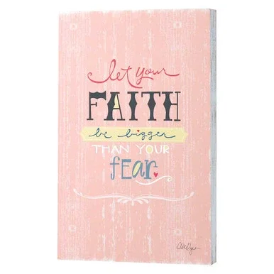 15.75″ Black and Red “let your FAITH be bigger THAN YOUR fEar” Rectangular Wall Plaque