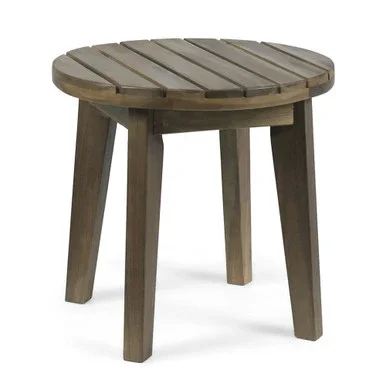 15.75″ Gray Contemporary Round Outdoor Patio Side Table