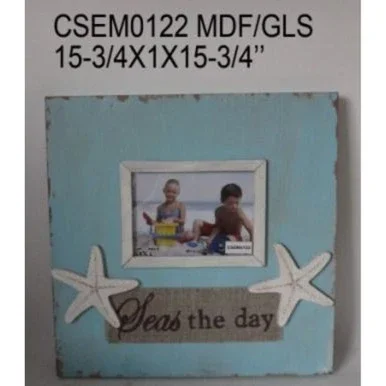 15.75 Blue and White “Seas the day” Tabletop Photo Frame