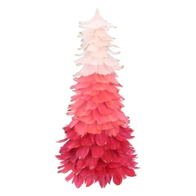 15″ Pink Ombre Feather Cone Christmas Tree – Unlit