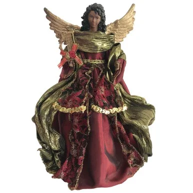16″ African American Christmas Angel Tree Topper, Unlit