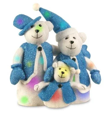 16″ Blue and White LED Lighted Bear Family Christmas Decor