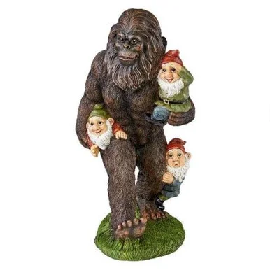 16″ Gnomes Bigfoot Hand Painted Outdoor Garden Statue