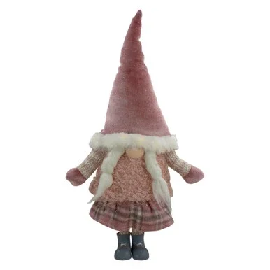 16″ LED Lighted Mauve Girl Gnome Christmas Figure