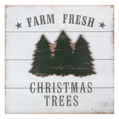 16″ White Washed Farm Fresh Christmas Trees Wooden Wall Sign