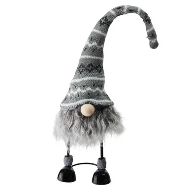 17.5″ Gray and White Standing Santa Gnome Christmas Figurine