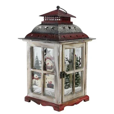 17.5″ Rustic Snowman Christmas Candle Lantern