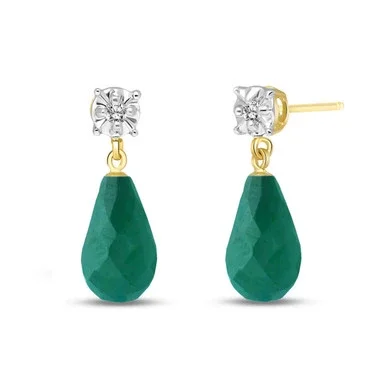 17.66 Carat 14k Solid Gold Stud Earrings Diamond Emerald