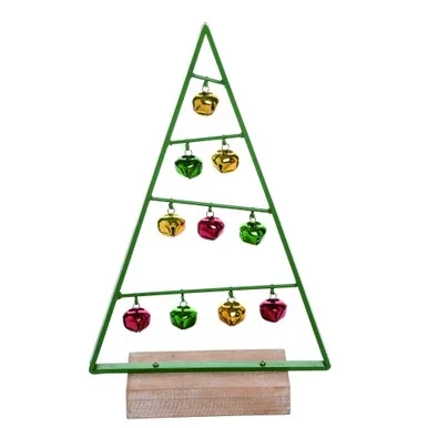 17″ Green and Yellow Christmas Tree with Bell Decor