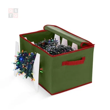 17″ Green Dual Zipper Christmas Strip Light Storage Box