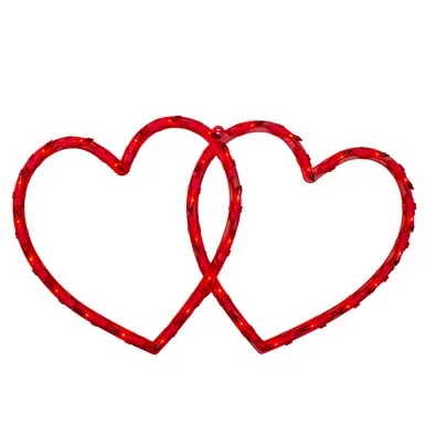 17″ Lighted Red Double Heart Valentine’s Day Window Silhouette Decoration