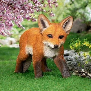 17″ Orange and White Baby Fox Statue Decoration
