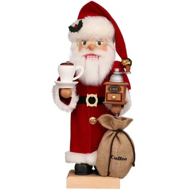 18.5″ Red and White Christian Ulbricht Santa Barista Nutcracker Decoration